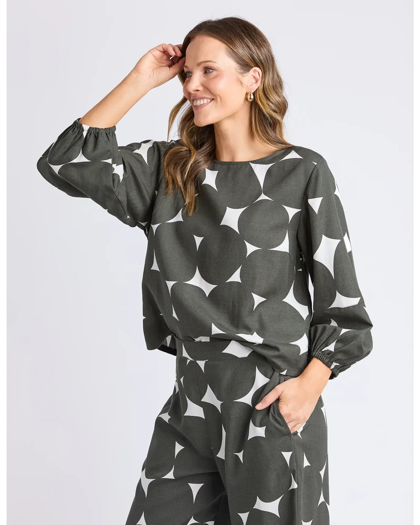 Demi Spot Top - Basil-Elm Lifestyle-Lima & Co
