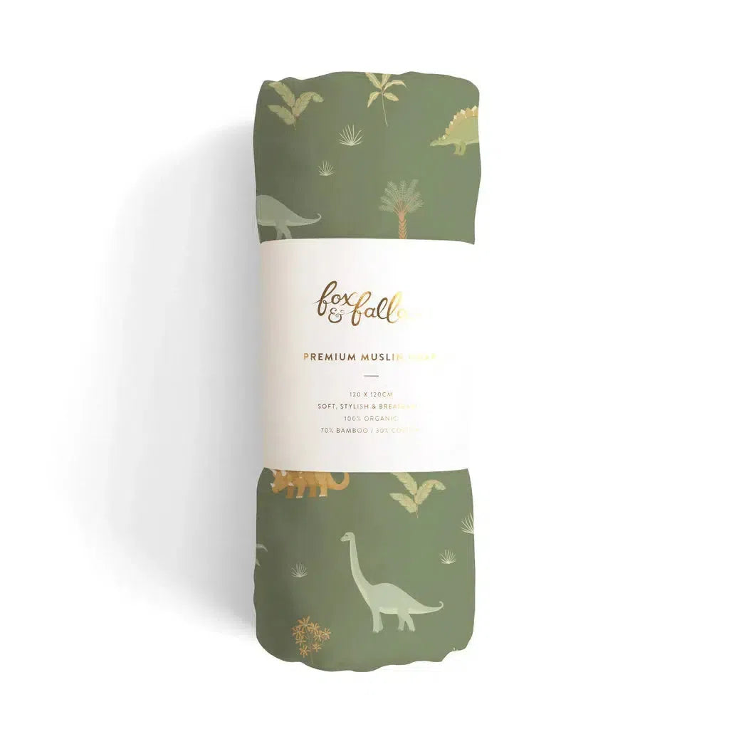 Dinos Organic Muslin Wrap-Fox And Fallow-Lima & Co