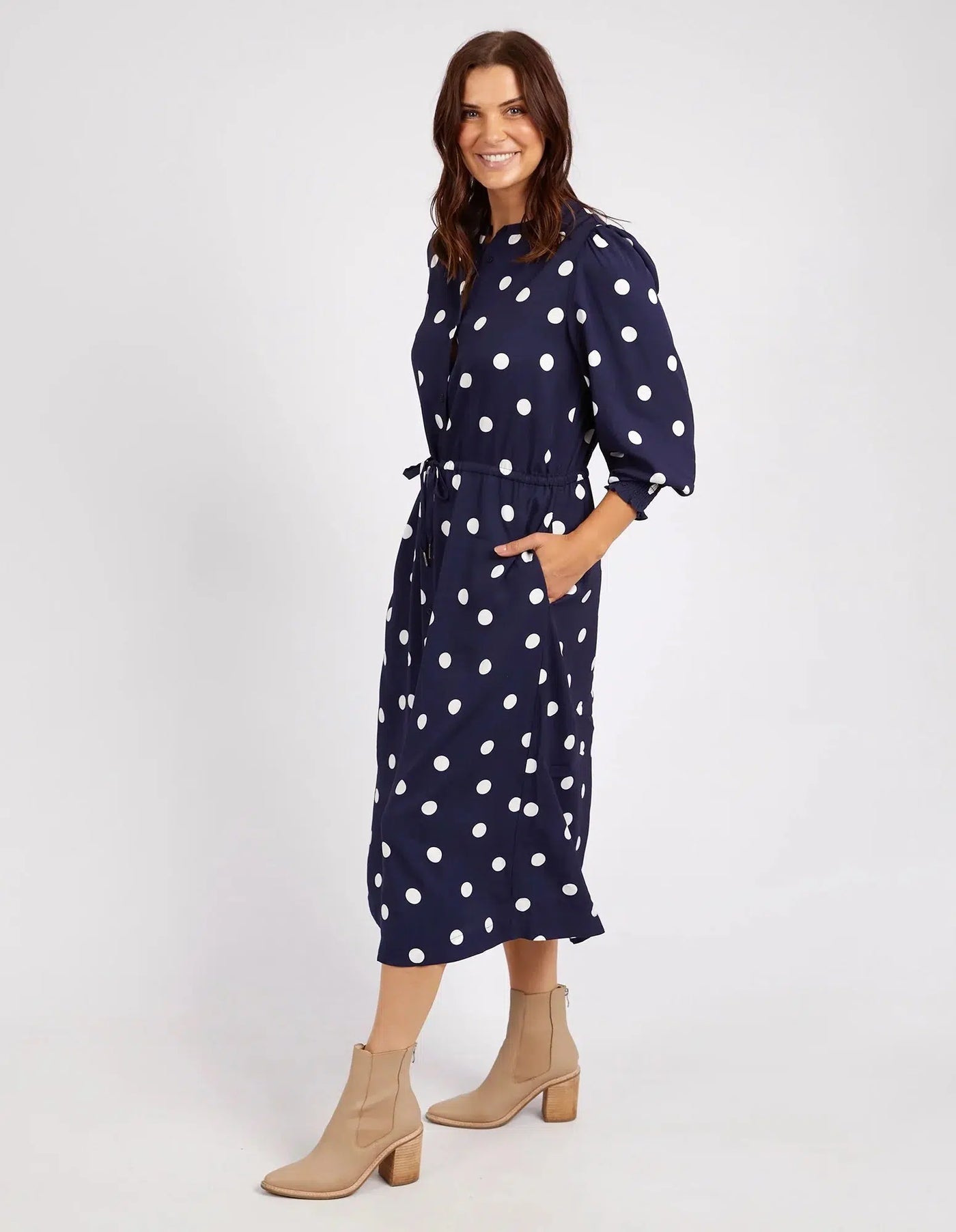 Dottie Dress - Navy Spot-Elm Lifestyle-Lima & Co