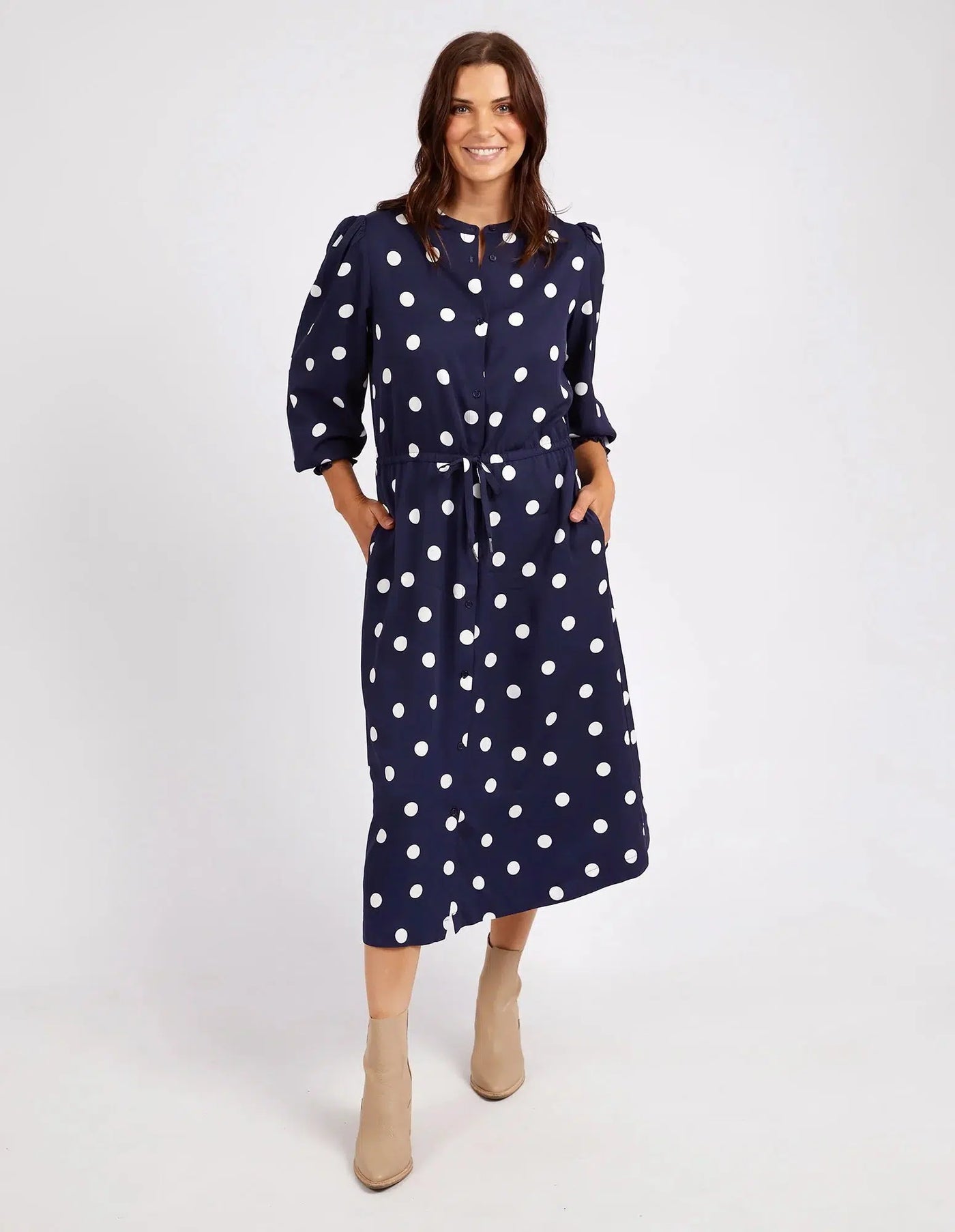 Dottie Dress - Navy Spot-Elm Lifestyle-Lima & Co