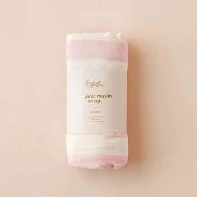 Dusty Roses/Petal Stripe Organic Muslin Wrap Set-Fox And Fallow-Lima & Co