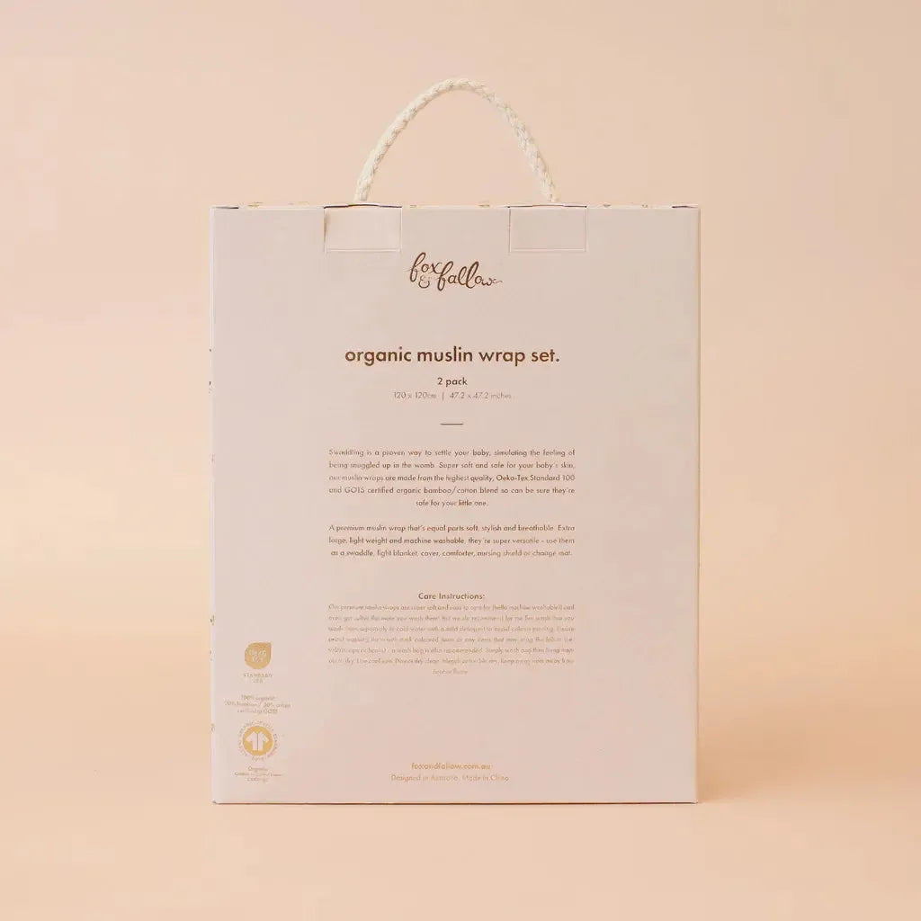Dusty Roses/Petal Stripe Organic Muslin Wrap Set-Fox And Fallow-Lima & Co