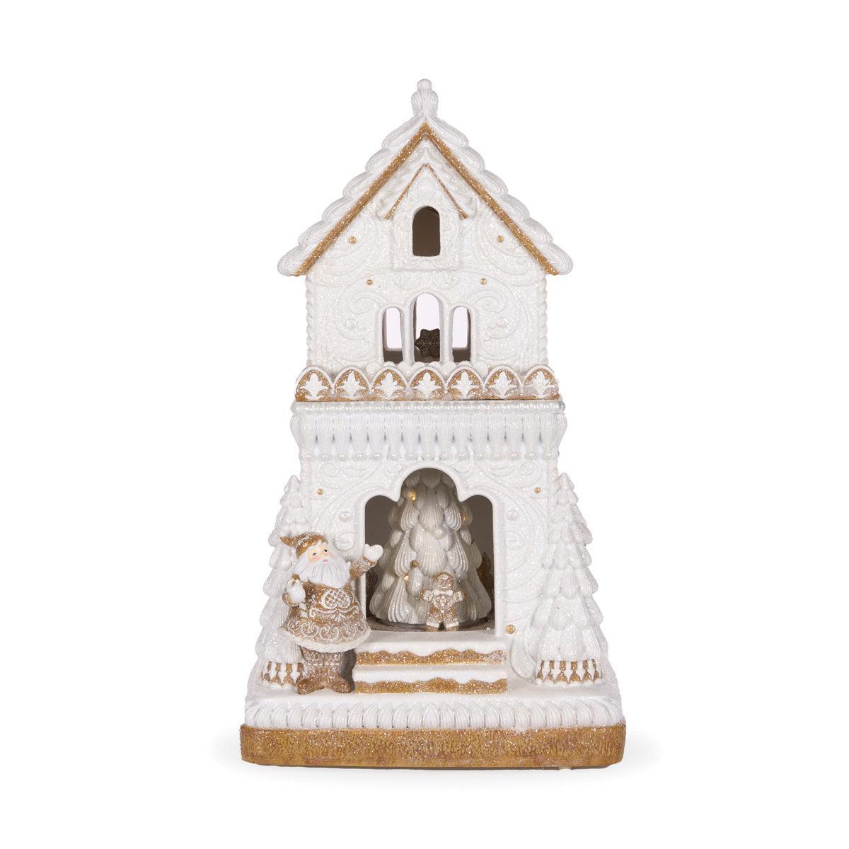 Elaborate Led Gingerbread House With Santa-Holly and Ivy-Lima & Co