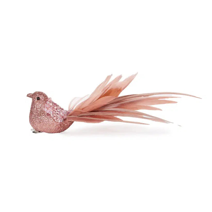 Elaborate Pink Feather Clip Bird-Holly and Ivy-Lima & Co