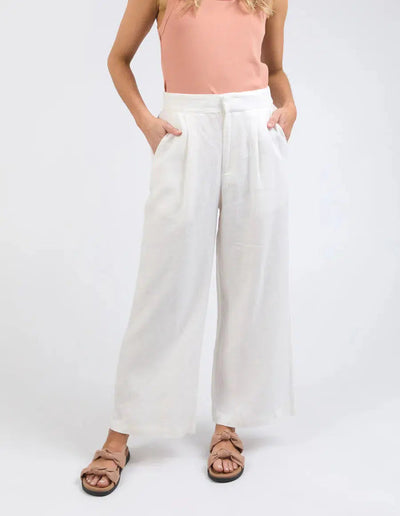 Elina Wide Leg Pant - Vintage White-Foxwood-Lima & Co