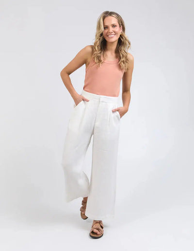 Elina Wide Leg Pant - Vintage White-Foxwood-Lima & Co