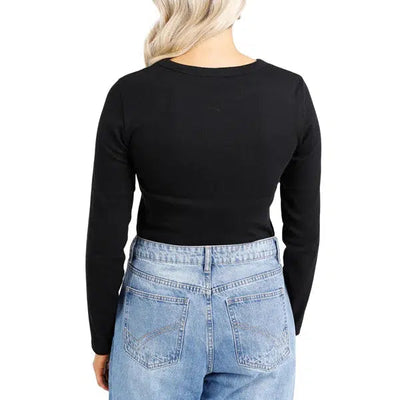 Ellie L/S Rib Tee - Black-Elm Lifestyle-Lima & Co