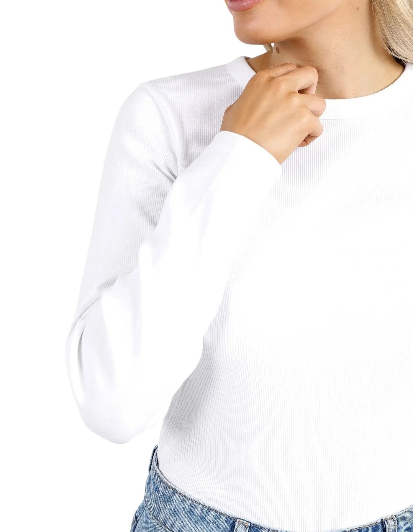 Ellie L/S Rib Tee - White-Elm Lifestyle-Lima & Co