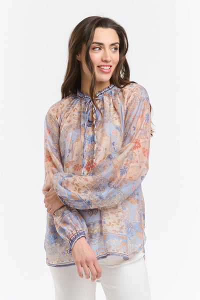 Emily Ruffle Collar Shirt - Azzure-Italian Star-Lima & Co