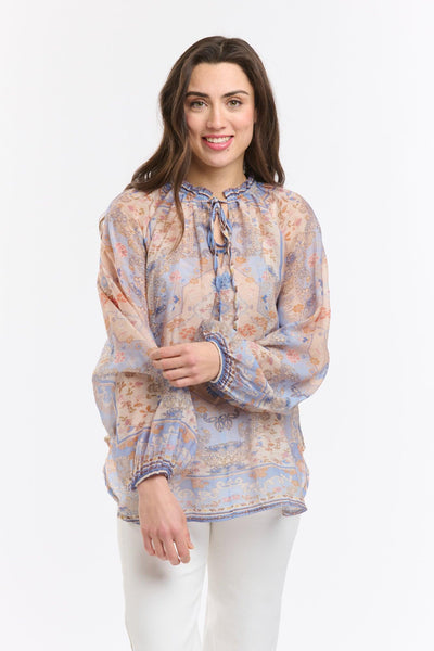 Emily Ruffle Collar Shirt - Azzure-Italian Star-Lima & Co