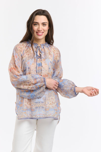 Emily Ruffle Collar Shirt - Azzure-Italian Star-Lima & Co