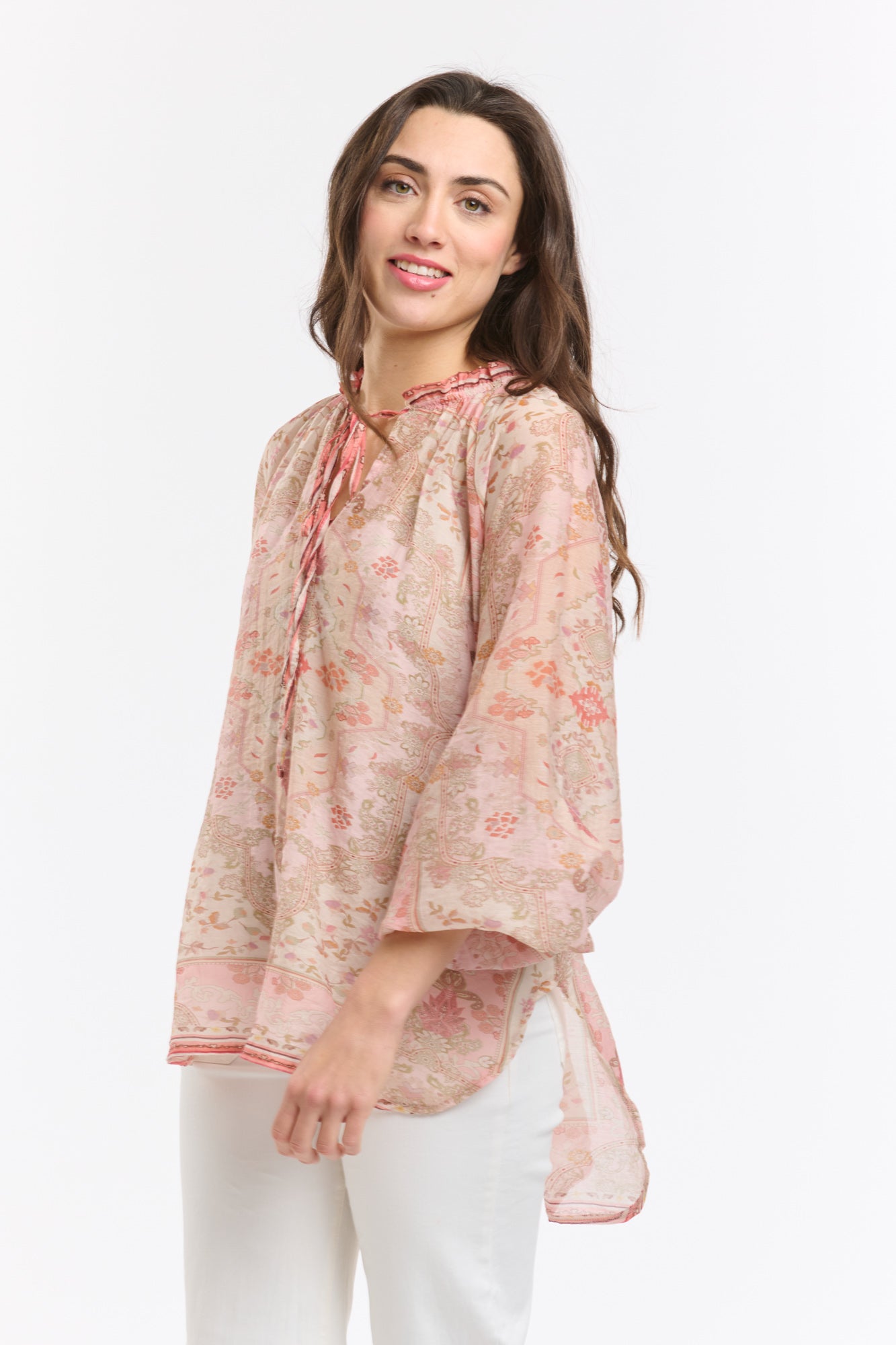 Emily Ruffle Collar Shirt - Blush-Italian Star-Lima & Co