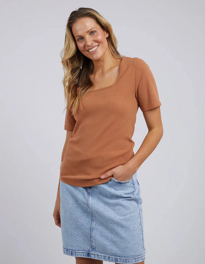 Emmy Rib Tee - Tan-Foxwood-Lima & Co