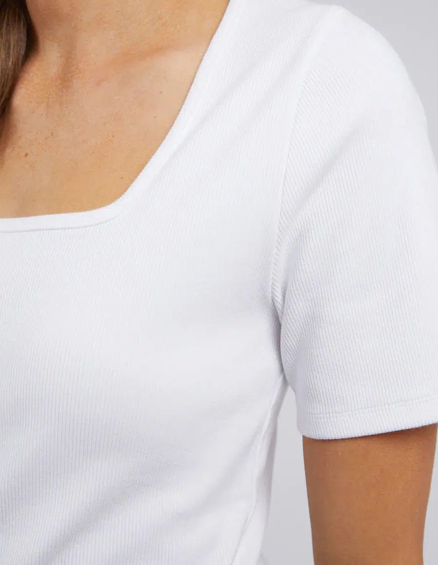 Emmy Rib Tee - White-Foxwood-Lima & Co