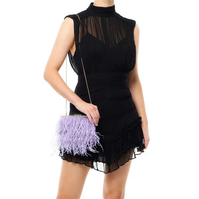 Estelle Feather Clutch - Lilac-Olga Berg-Lima & Co