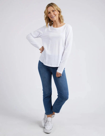 Everyday L/S Tee - White-Elm Lifestyle-Lima & Co