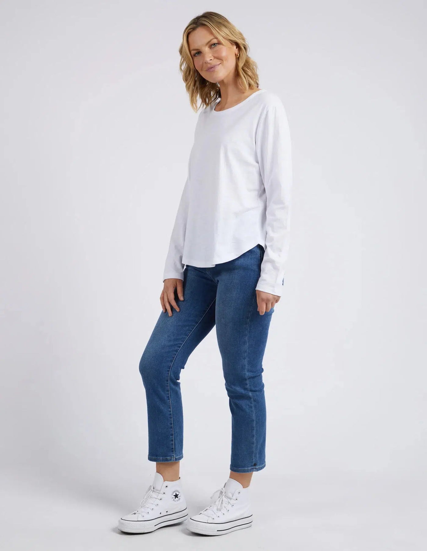 Everyday L/S Tee - White-Elm Lifestyle-Lima & Co