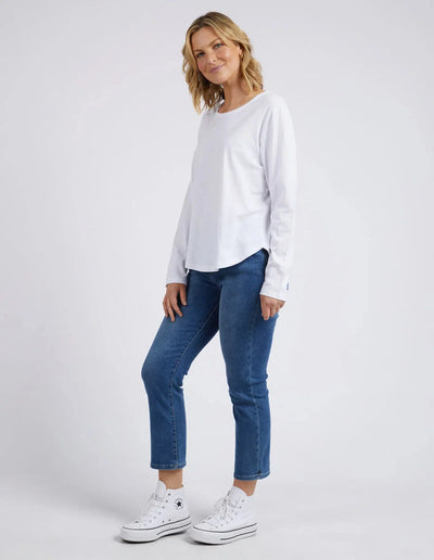 Everyday L/S Tee - White-Elm Lifestyle-Lima & Co