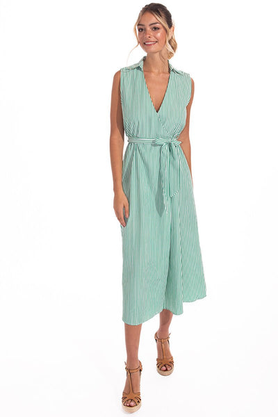 Everyday Wrap Dress - Green Stripe-Fujinella-Lima & Co