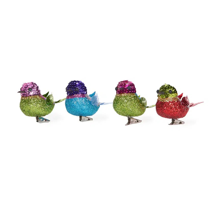 Set/8 Fa La La Sequin Clip Birds-Holly and Ivy-Lima & Co