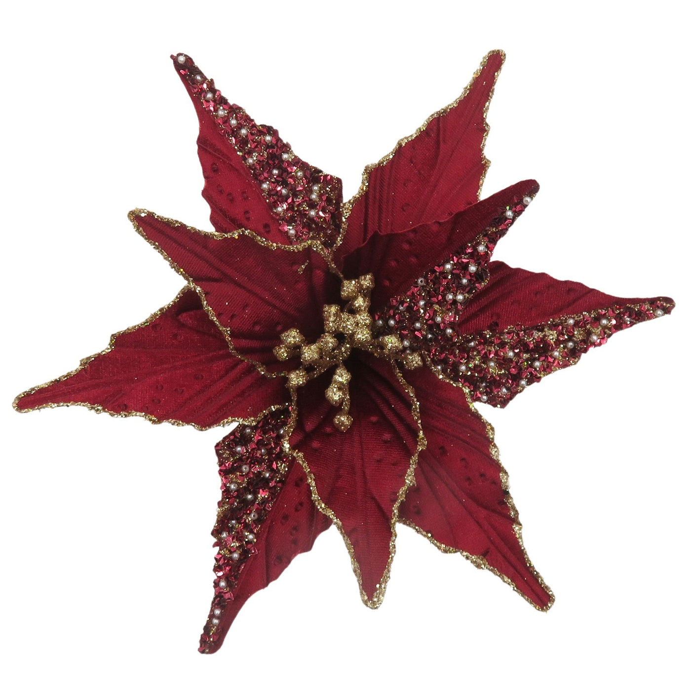 Fabric Clip Poinsttia Dark Red Crusted-Swing-Lima & Co