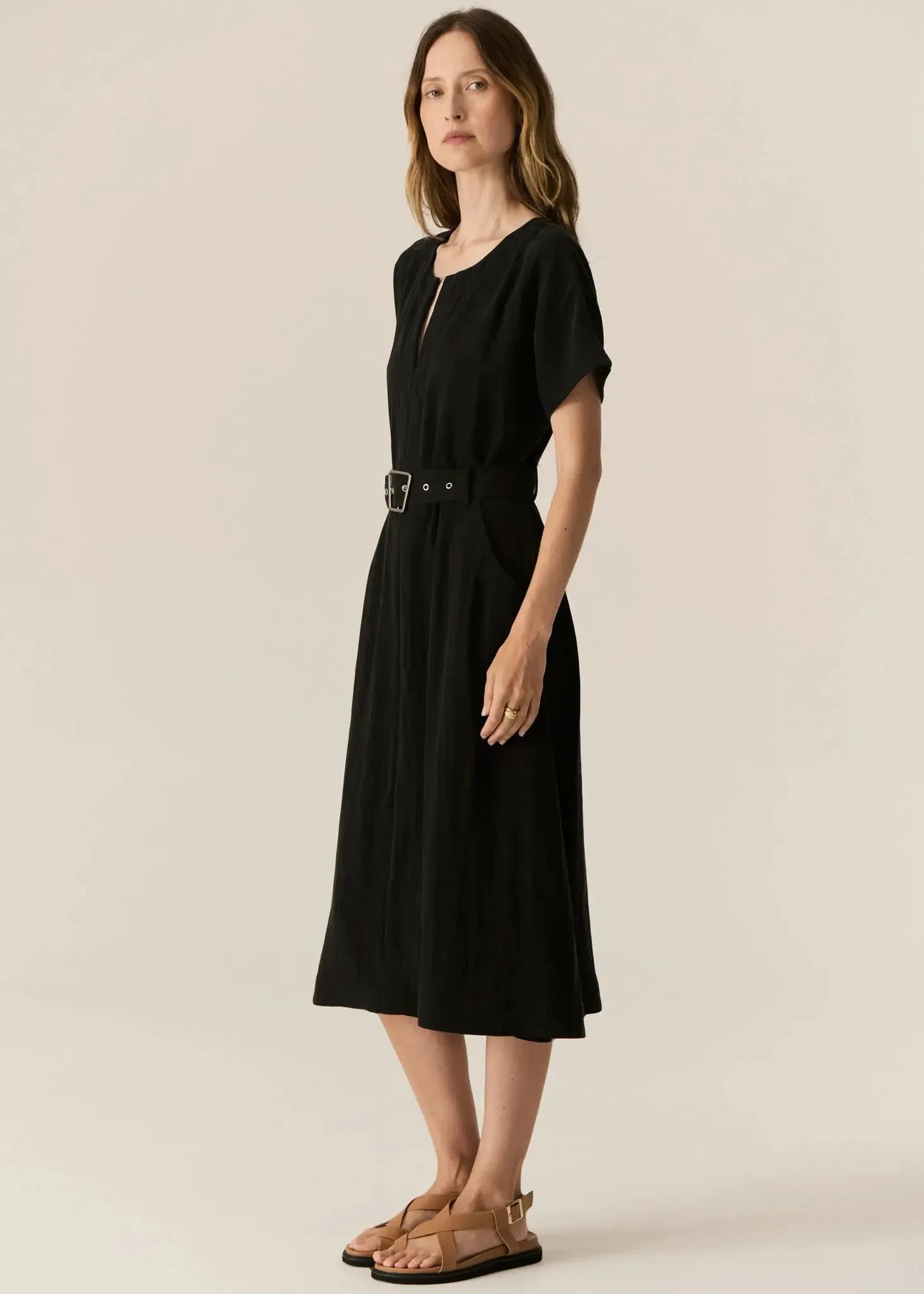 Faire Belt Dress - Black-Pol-Lima & Co