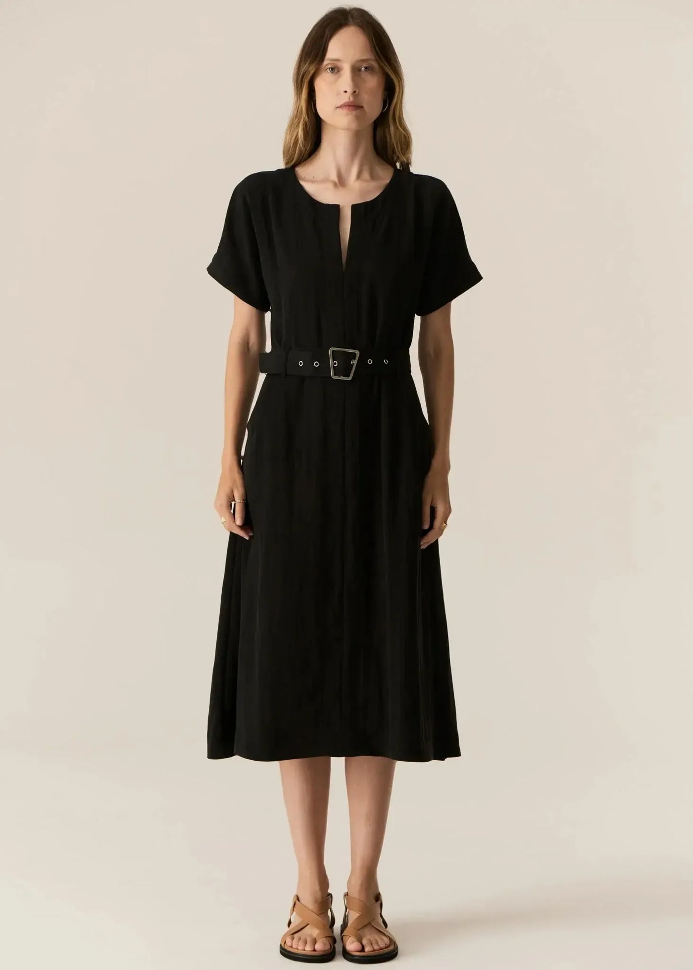 Faire Belt Dress - Black-Pol-Lima & Co