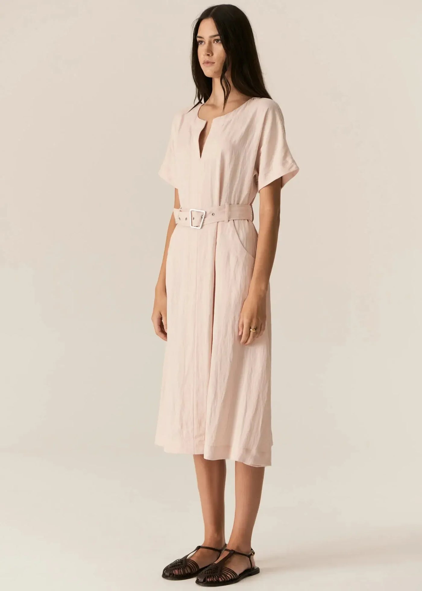 Faire Belt Dress - Blush-Pol-Lima & Co