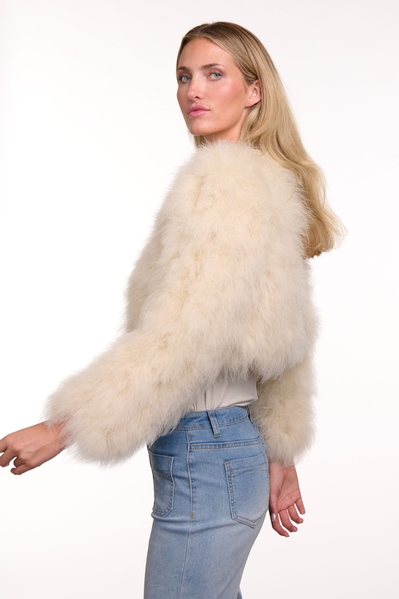 Feather Bolero - Chalk-365 Days-Lima & Co