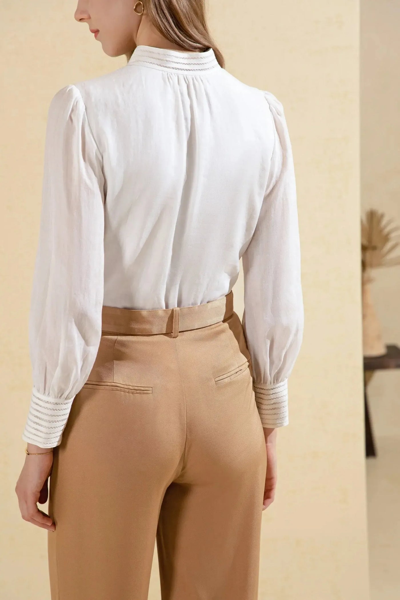 Felice Linen Blouse - White-GDS Australia-Lima & Co