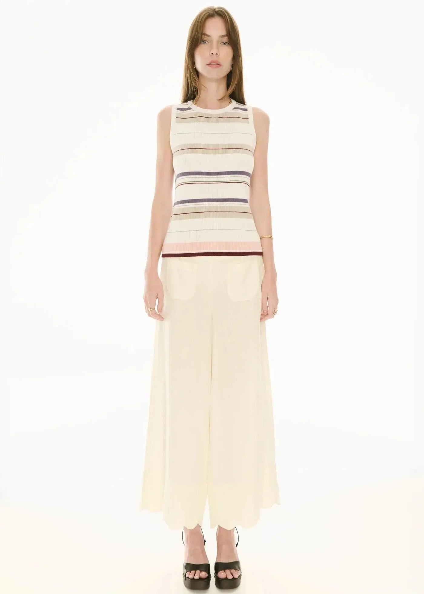 Fey Ribbed Tank - Ivory Multi-Pol-Lima & Co