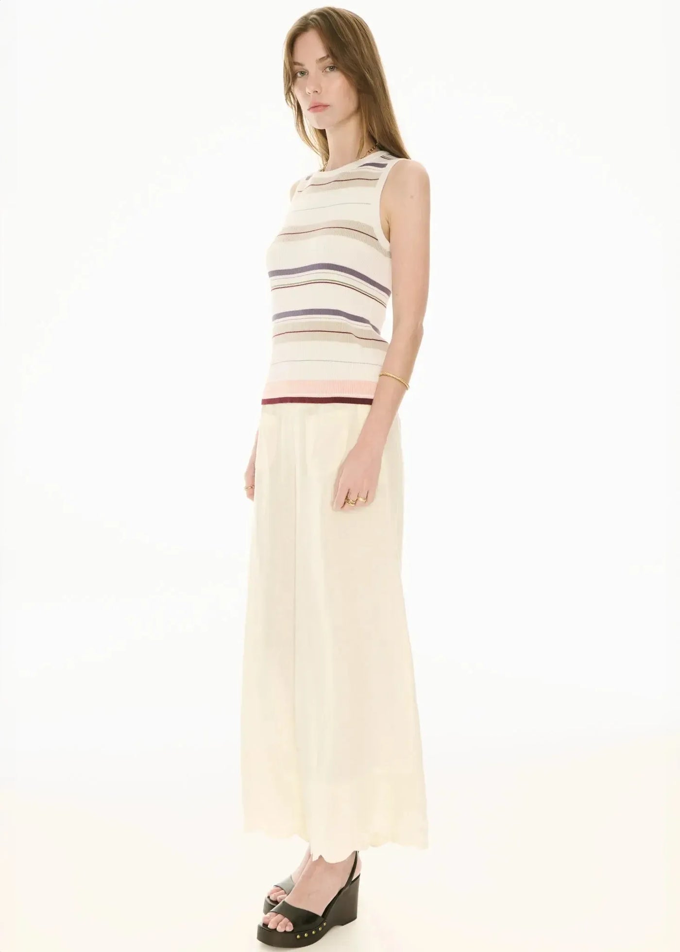 Fey Ribbed Tank - Ivory Multi-Pol-Lima & Co