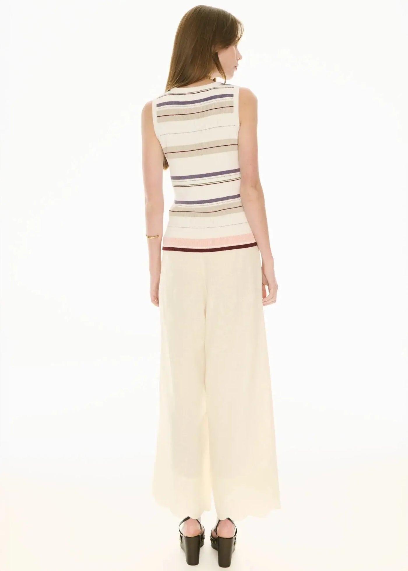 Fey Ribbed Tank - Ivory Multi-Pol-Lima & Co