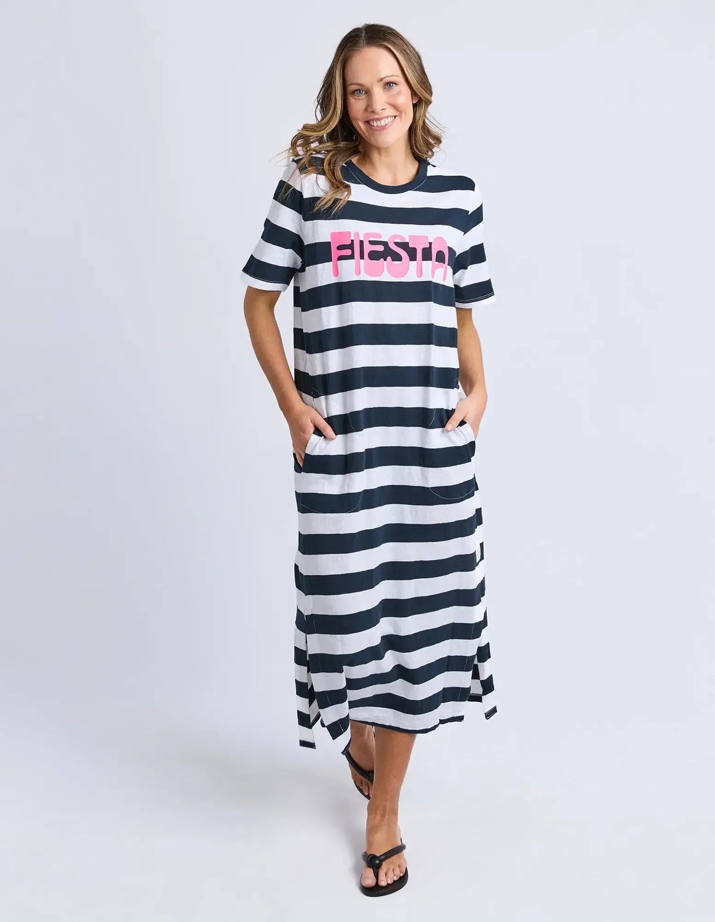 Fiesta Jersey Dress - Navy-Elm Lifestyle-Lima & Co