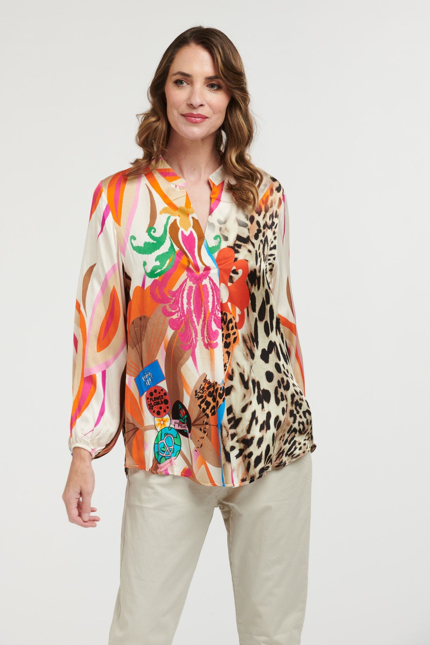 Floral and Leo Shirt - Cream-Urban Luxury-Lima & Co
