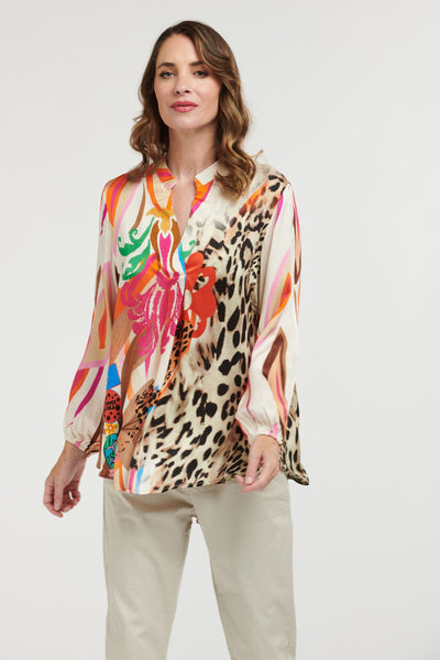 Floral and Leo Shirt - Cream-Urban Luxury-Lima & Co