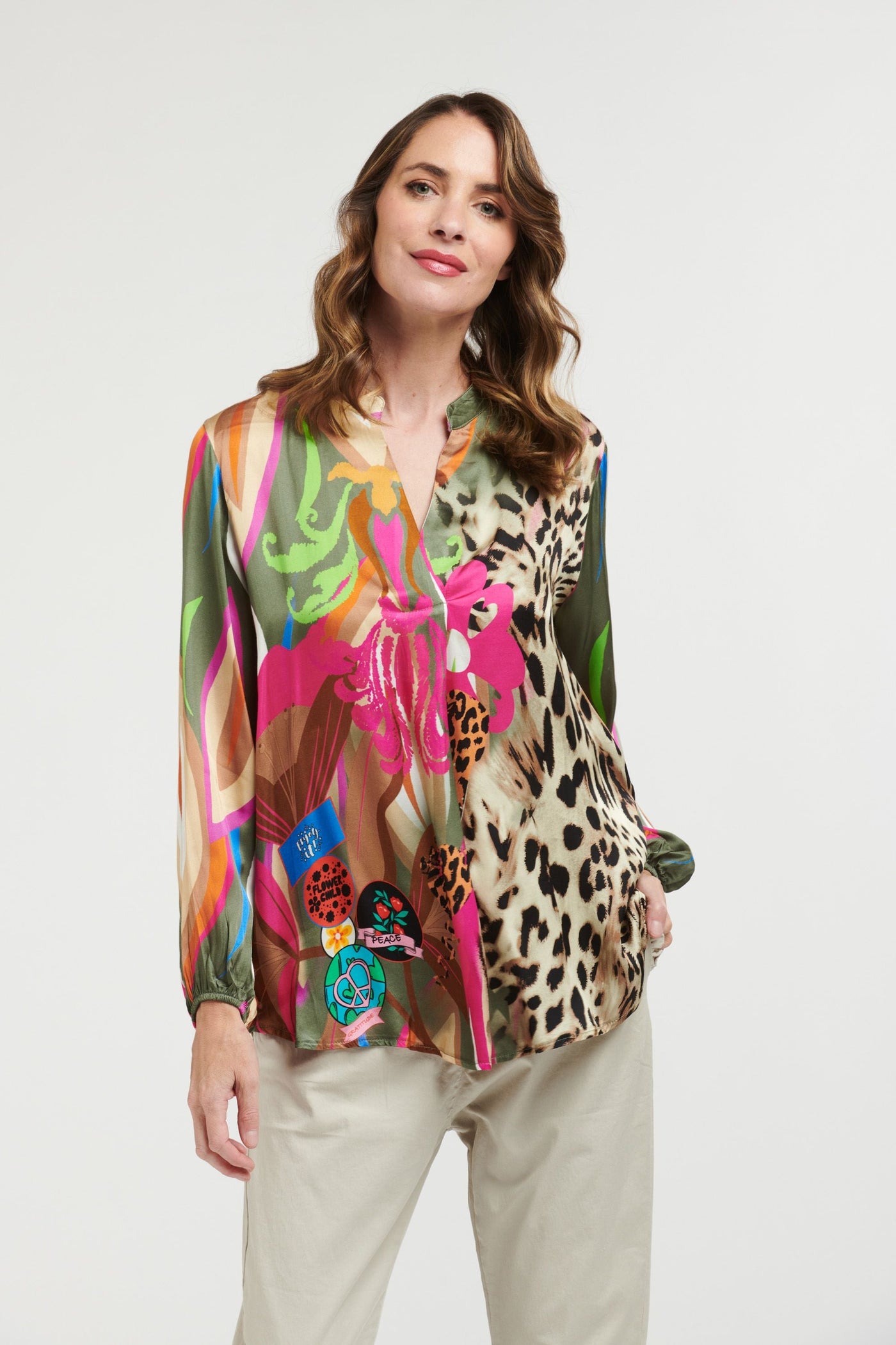 Floral and Leo Shirt - Military-Urban Luxury-Lima & Co