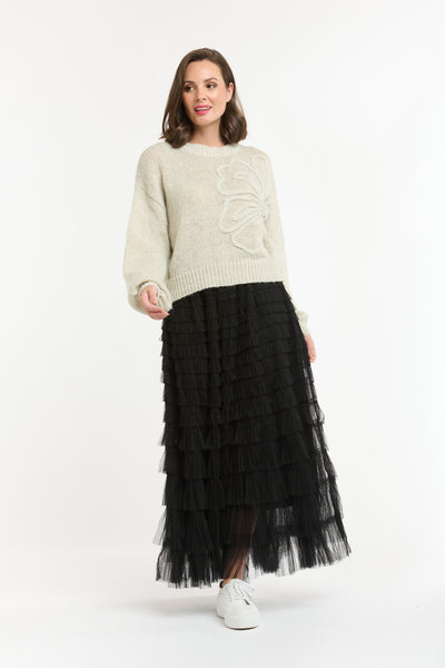 Flower Emb Jumper - Beige-Urban Luxury-Lima & Co