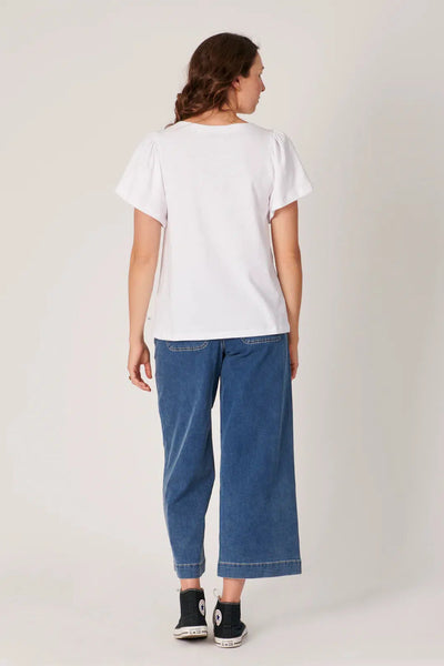 Flutter Sleeve Tee - White-One Ten Willow-Lima & Co