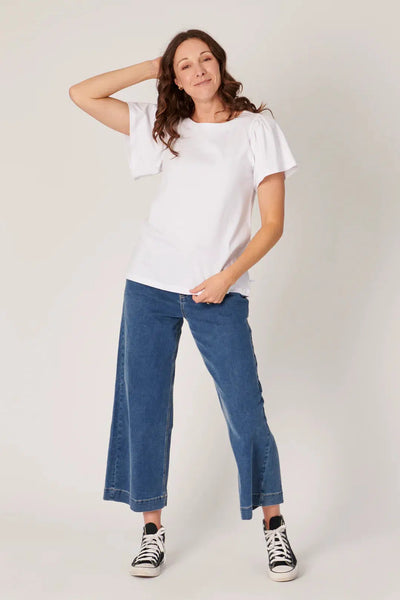 Flutter Sleeve Tee - White-One Ten Willow-Lima & Co