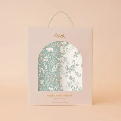 Forest Friends Sage/Cypress Organic Muslin Wrap Set-Fox And Fallow-Lima & Co