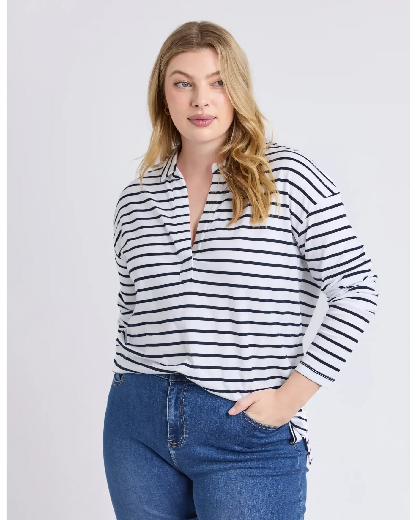 Francesca L/S Henley - Stripe-Elm Lifestyle-Lima & Co