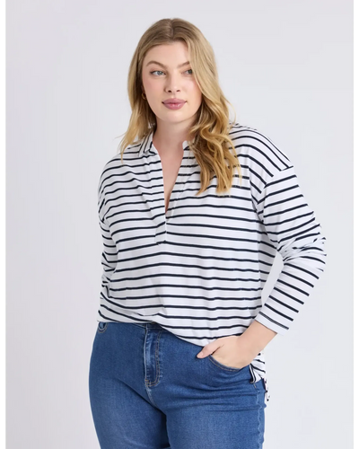 Francesca L/S Henley - Stripe-Elm Lifestyle-Lima & Co
