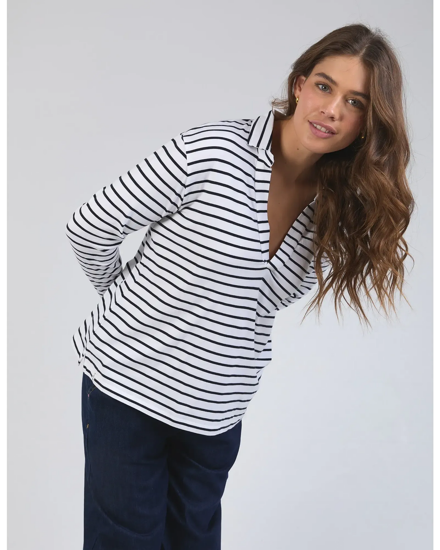 Francesca L/S Henley - Stripe-Elm Lifestyle-Lima & Co