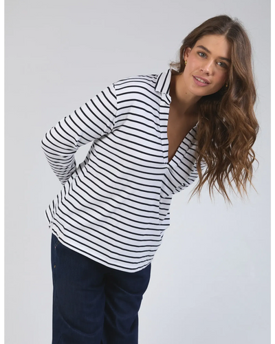 Francesca L/S Henley - Stripe-Elm Lifestyle-Lima & Co