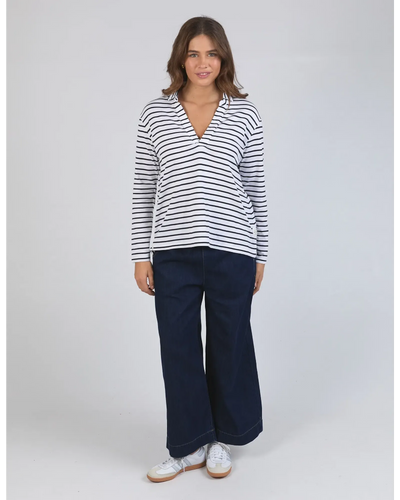 Francesca L/S Henley - Stripe-Elm Lifestyle-Lima & Co