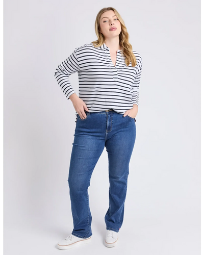 Francesca L/S Henley - Stripe-Elm Lifestyle-Lima & Co
