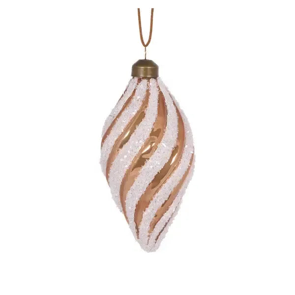 Frosted Gingerbread Swirl Drop Bauble-Holly and Ivy-Lima & Co