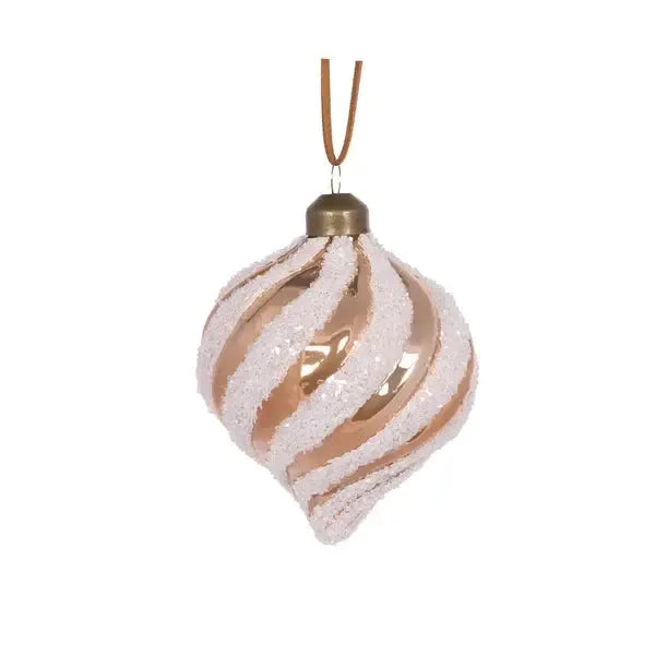 Frosted Gingerbread Swirl Onion Bauble-Holly and Ivy-Lima & Co