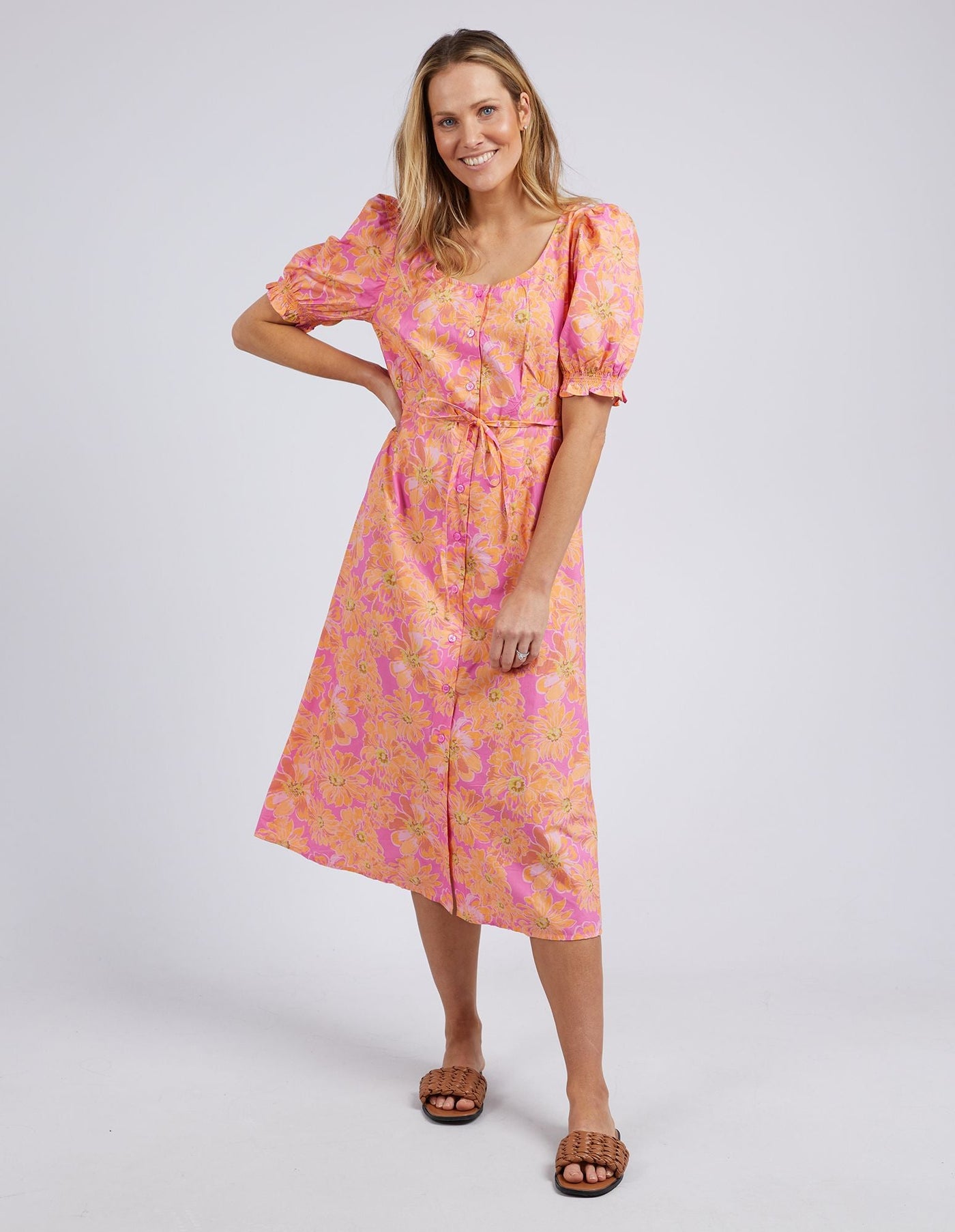 Fuchsia Floral Dress - Print-Elm Lifestyle-Lima & Co